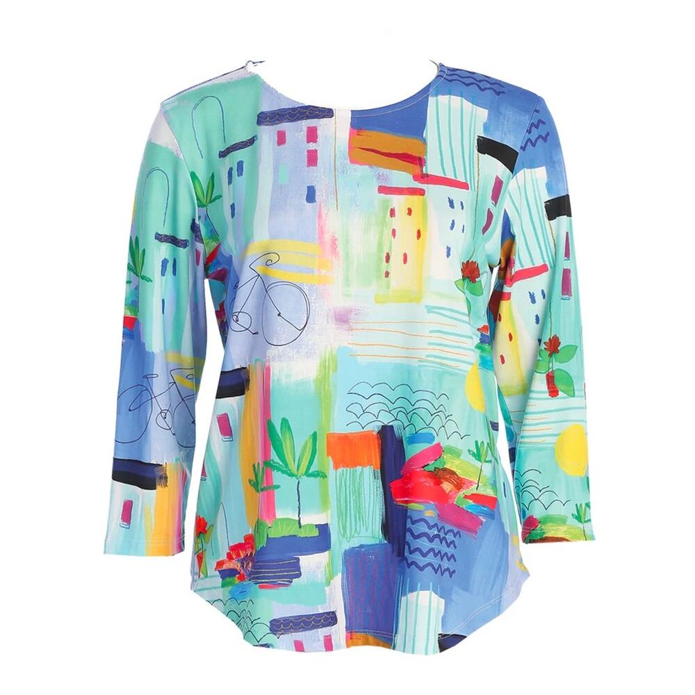 Jess and Jane Santorini Top Colorful Artsy-XL